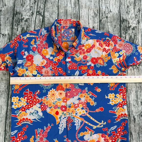 Retro Rifle Romeo Shirt Men’s XL Multicolor Floral Guns Hawaiian  SS - Picture 8 of 9